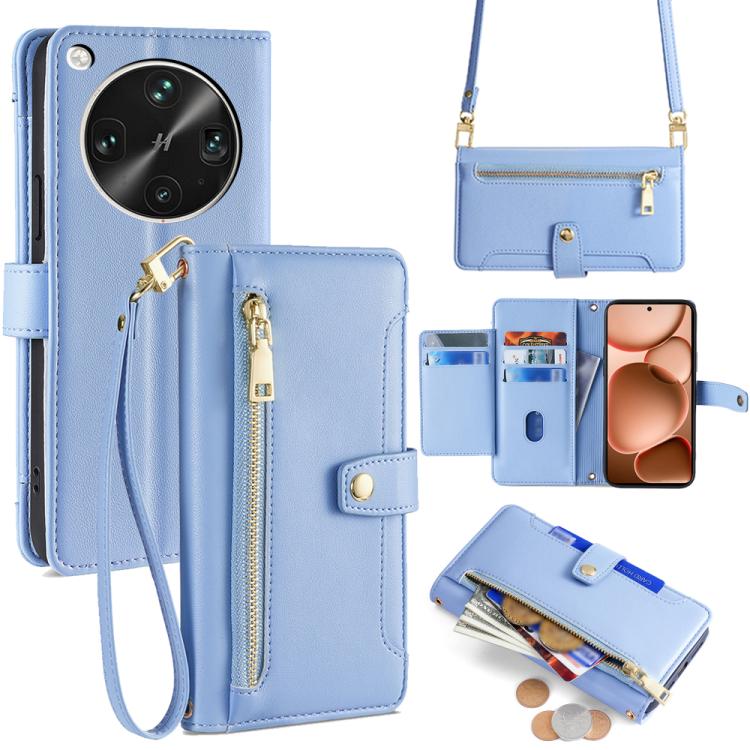 Sheep Texture Cross-body Zipper Wallet Leather Phone Case, For OPPO Reno14 F 5G, For OPPO A5x 5G Global, For OPPO A5 5G 2025 Global, For OPPO Reno14 Pro 5G, For OPPO Reno14 5G, For OPPO Find X8s+ 5G, For OPPO Find X8s 5G, For OPPO Find X8 Ultra 5G