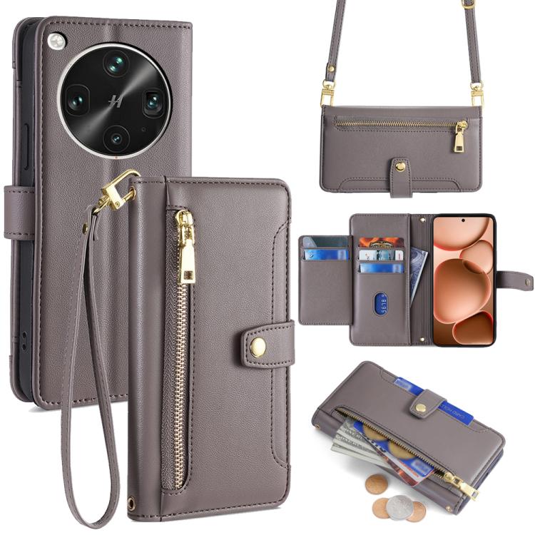Sheep Texture Cross-body Zipper Wallet Leather Phone Case, For OPPO Reno14 F 5G, For OPPO A5x 5G Global, For OPPO A5 5G 2025 Global, For OPPO Reno14 Pro 5G, For OPPO Reno14 5G, For OPPO Find X8s+ 5G, For OPPO Find X8s 5G, For OPPO Find X8 Ultra 5G