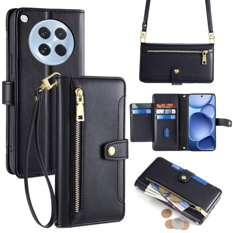 Sheep Texture Cross-body Zipper Wallet Leather Phone Case, For OPPO Reno14 F 5G, For OPPO A5x 5G Global, For OPPO A5 5G 2025 Global, For OPPO Reno14 Pro 5G, For OPPO Reno14 5G, For OPPO Find X8s+ 5G, For OPPO Find X8s 5G, For OPPO Find X8 Ultra 5G