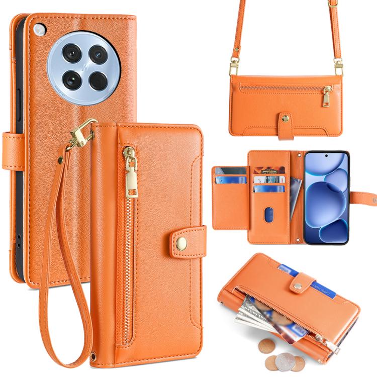 Sheep Texture Cross-body Zipper Wallet Leather Phone Case, For OPPO Reno14 F 5G, For OPPO A5x 5G Global, For OPPO A5 5G 2025 Global, For OPPO Reno14 Pro 5G, For OPPO Reno14 5G, For OPPO Find X8s+ 5G, For OPPO Find X8s 5G, For OPPO Find X8 Ultra 5G