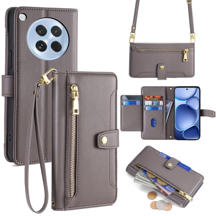 Sheep Texture Cross-body Zipper Wallet Leather Phone Case, For OPPO Find X8s 5G, For OPPO Find X8 Ultra 5G, For OPPO Reno13 F 5G / 4G, For OPPO A3 5G India, For OPPO Reno12 F 5G, For OPPO A3 Pro 5G India, For OPPO Reno12 5G Global, For OPPO A60 4G Global