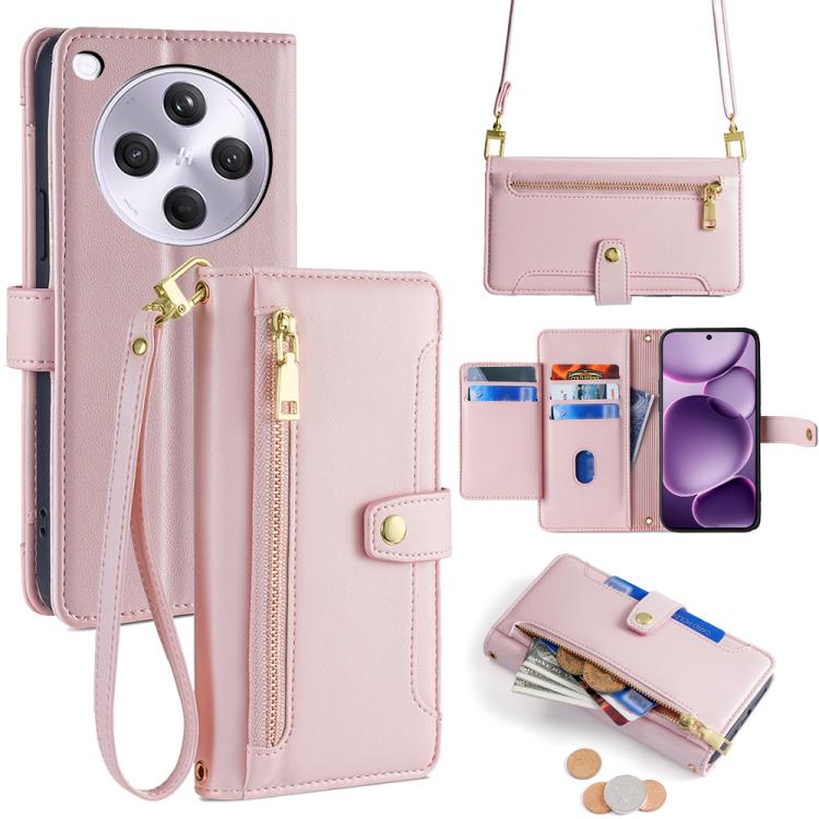 Sheep Texture Cross-body Zipper Wallet Leather Phone Case, For OPPO Reno14 F 5G, For OPPO A5x 5G Global, For OPPO A5 5G 2025 Global, For OPPO Reno14 Pro 5G, For OPPO Reno14 5G, For OPPO Find X8s+ 5G, For OPPO Find X8s 5G, For OPPO Find X8 Ultra 5G