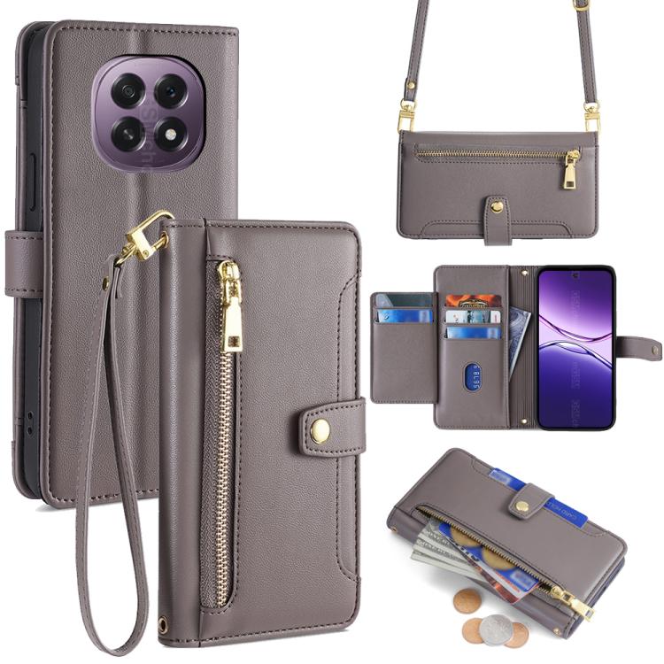 Sheep Texture Cross-body Zipper Wallet Leather Phone Case, For OPPO Reno14 F 5G, For OPPO A5x 5G Global, For OPPO A5 5G 2025 Global, For OPPO Reno14 Pro 5G, For OPPO Reno14 5G, For OPPO Find X8s+ 5G, For OPPO Find X8s 5G, For OPPO Find X8 Ultra 5G