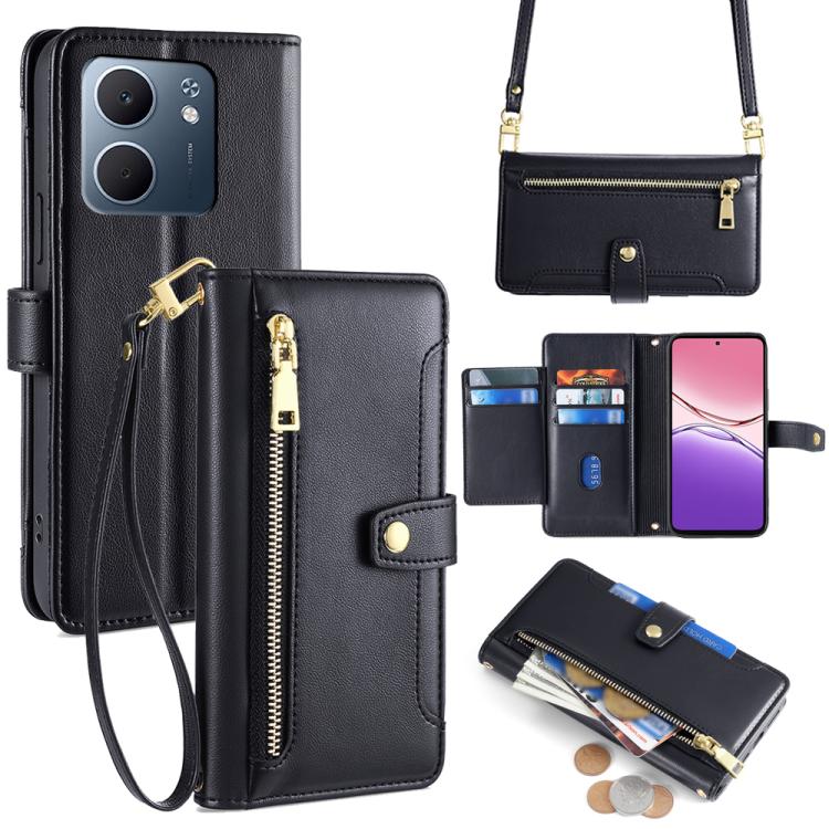 Sheep Texture Cross-body Zipper Wallet Leather Phone Case, For OPPO Reno14 F 5G, For OPPO A5x 5G Global, For OPPO A5 5G 2025 Global, For OPPO Reno14 Pro 5G, For OPPO Reno14 5G, For OPPO Find X8s+ 5G, For OPPO Find X8s 5G, For OPPO Find X8 Ultra 5G