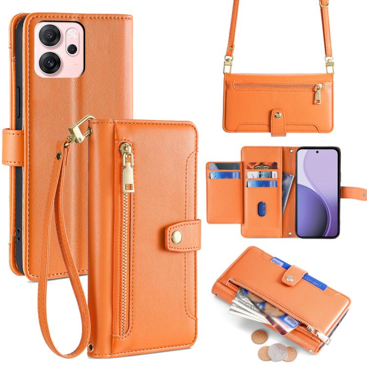 Sheep Texture Cross-body Zipper Wallet Leather Phone Case, For OPPO Reno14 F 5G, For OPPO A5x 5G Global, For OPPO A5 5G 2025 Global, For OPPO Reno14 Pro 5G, For OPPO Reno14 5G, For OPPO Find X8s+ 5G, For OPPO Find X8s 5G, For OPPO Find X8 Ultra 5G