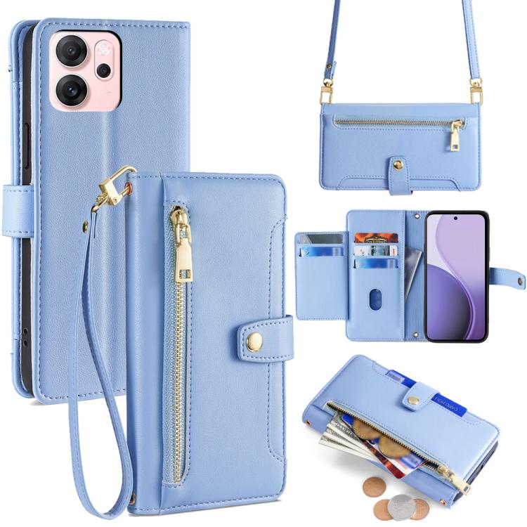 Sheep Texture Cross-body Zipper Wallet Leather Phone Case, For OPPO Reno14 F 5G, For OPPO A5x 5G Global, For OPPO A5 5G 2025 Global, For OPPO Reno14 Pro 5G, For OPPO Reno14 5G, For OPPO Find X8s+ 5G, For OPPO Find X8s 5G, For OPPO Find X8 Ultra 5G