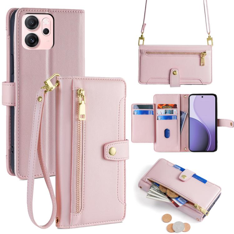 Sheep Texture Cross-body Zipper Wallet Leather Phone Case, For OPPO Find X9 Pro 5G, For OPPO K13 Turbo Pro 5G, For OPPO Reno14 F 5G, For OPPO A5x 5G Global, For OPPO A5 5G 2025 Global, For OPPO Reno14 Pro 5G, For OPPO Reno14 5G, For OPPO Find X8s+ 5G