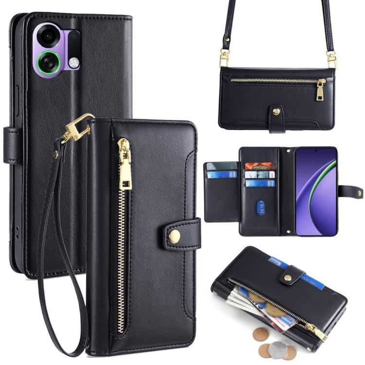 Sheep Texture Cross-body Zipper Wallet Leather Phone Case, For OPPO Find X9 Pro 5G, For OPPO K13 Turbo Pro 5G, For OPPO Reno14 F 5G, For OPPO A5x 5G Global, For OPPO A5 5G 2025 Global, For OPPO Reno14 Pro 5G, For OPPO Reno14 5G, For OPPO Find X8s+ 5G
