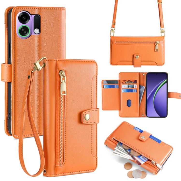 Sheep Texture Cross-body Zipper Wallet Leather Phone Case, For OPPO A6s 4G, For OPPO Reno15 F 5G, For OPPO A6x 4G Global, For OPPO Reno15 5G Global, For OPPO Find X9 5G, For OPPO F31 5G, For OPPO Find X9 Pro 5G, For OPPO K13 Turbo Pro 5G