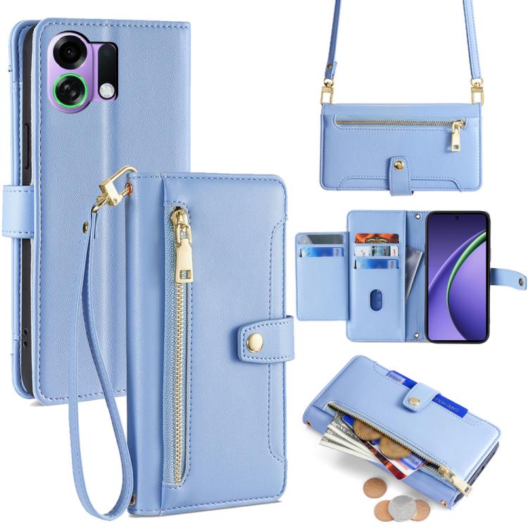 Sheep Texture Cross-body Zipper Wallet Leather Phone Case, For OPPO A6s 4G, For OPPO Reno15 F 5G, For OPPO A6x 4G Global, For OPPO Reno15 5G Global, For OPPO Find X9 5G, For OPPO F31 5G, For OPPO Find X9 Pro 5G, For OPPO K13 Turbo Pro 5G