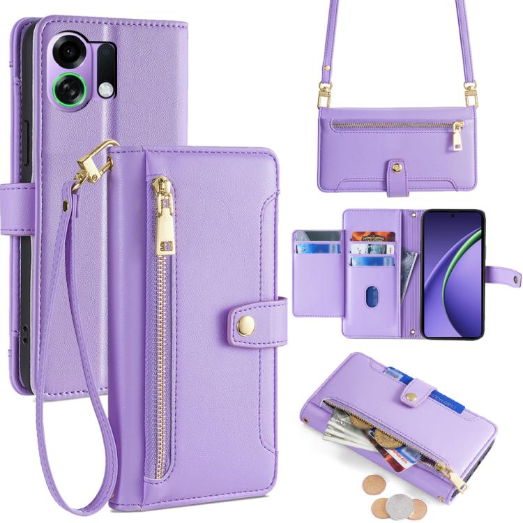 Sheep Texture Cross-body Zipper Wallet Leather Phone Case, For OPPO Find X9 Pro 5G, For OPPO K13 Turbo Pro 5G, For OPPO Reno14 F 5G, For OPPO A5x 5G Global, For OPPO A5 5G 2025 Global, For OPPO Reno14 Pro 5G, For OPPO Reno14 5G, For OPPO Find X8s+ 5G