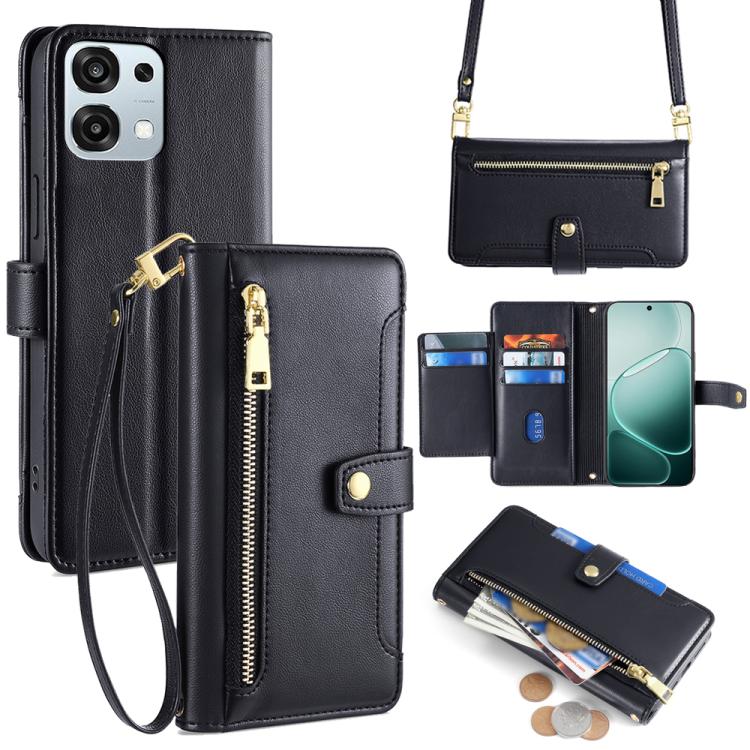 Sheep Texture Cross-body Zipper Wallet Leather Phone Case, For OPPO A6s 4G, For OPPO Reno15 F 5G, For OPPO A6x 4G Global, For OPPO Reno15 5G Global, For OPPO Find X9 5G, For OPPO F31 5G, For OPPO Find X9 Pro 5G, For OPPO K13 Turbo Pro 5G
