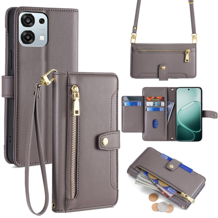 Sheep Texture Cross-body Zipper Wallet Leather Phone Case, For OPPO A6s 4G, For OPPO Reno15 F 5G, For OPPO A6x 4G Global, For OPPO Reno15 5G Global, For OPPO Find X9 5G, For OPPO F31 5G, For OPPO Find X9 Pro 5G, For OPPO K13 Turbo Pro 5G