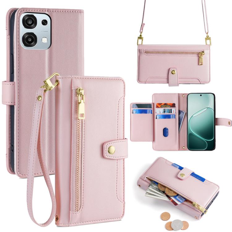 Sheep Texture Cross-body Zipper Wallet Leather Phone Case, For OPPO A6s 4G, For OPPO Reno15 F 5G, For OPPO A6x 4G Global, For OPPO Reno15 5G Global, For OPPO Find X9 5G, For OPPO F31 5G, For OPPO Find X9 Pro 5G, For OPPO K13 Turbo Pro 5G