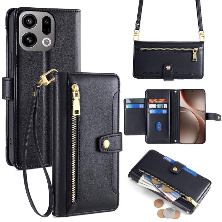 Sheep Texture Cross-body Zipper Wallet Leather Phone Case, For OPPO A6s 4G, For OPPO Reno15 F 5G, For OPPO A6x 4G Global, For OPPO Reno15 5G Global, For OPPO Find X9 5G, For OPPO F31 5G, For OPPO Find X9 Pro 5G, For OPPO K13 Turbo Pro 5G