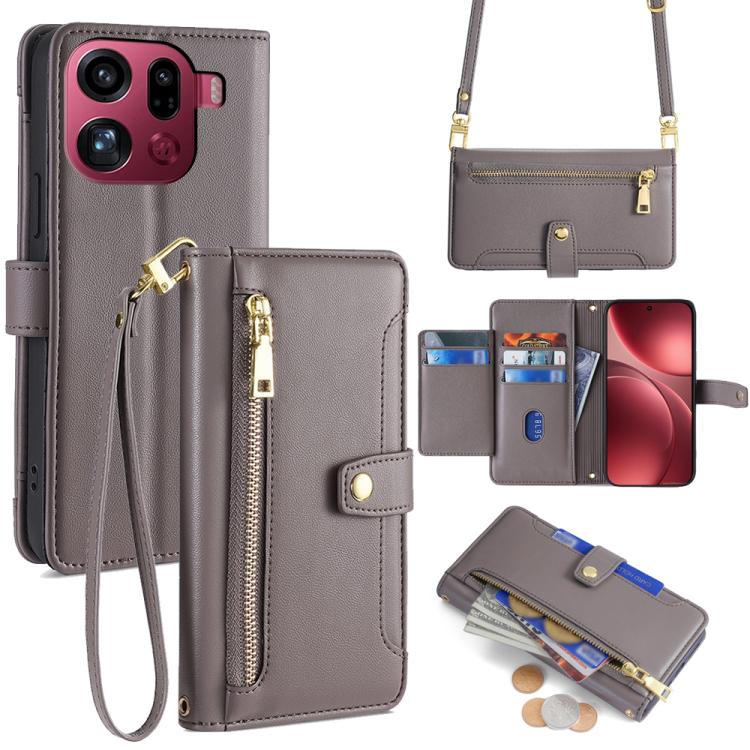 Sheep Texture Cross-body Zipper Wallet Leather Phone Case, For OPPO A6s 4G, For OPPO Reno15 F 5G, For OPPO A6x 4G Global, For OPPO Reno15 5G Global, For OPPO Find X9 5G, For OPPO F31 5G, For OPPO Find X9 Pro 5G, For OPPO K13 Turbo Pro 5G
