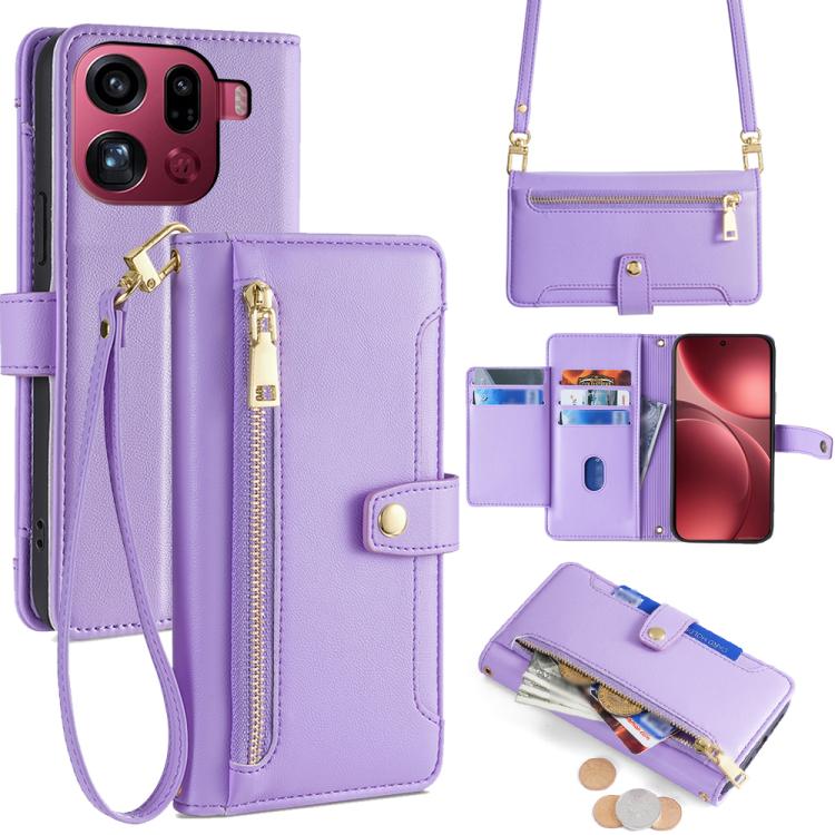 Sheep Texture Cross-body Zipper Wallet Leather Phone Case, For OPPO A6s 4G, For OPPO Reno15 F 5G, For OPPO A6x 4G Global, For OPPO Reno15 5G Global, For OPPO Find X9 5G, For OPPO F31 5G, For OPPO Find X9 Pro 5G, For OPPO K13 Turbo Pro 5G