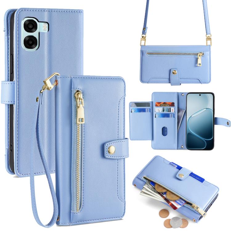 Sheep Texture Cross-body Zipper Wallet Leather Phone Case, For OPPO A6s 4G, For OPPO Reno15 F 5G, For OPPO A6x 4G Global, For OPPO Reno15 5G Global, For OPPO Find X9 5G, For OPPO F31 5G, For OPPO Find X9 Pro 5G, For OPPO K13 Turbo Pro 5G