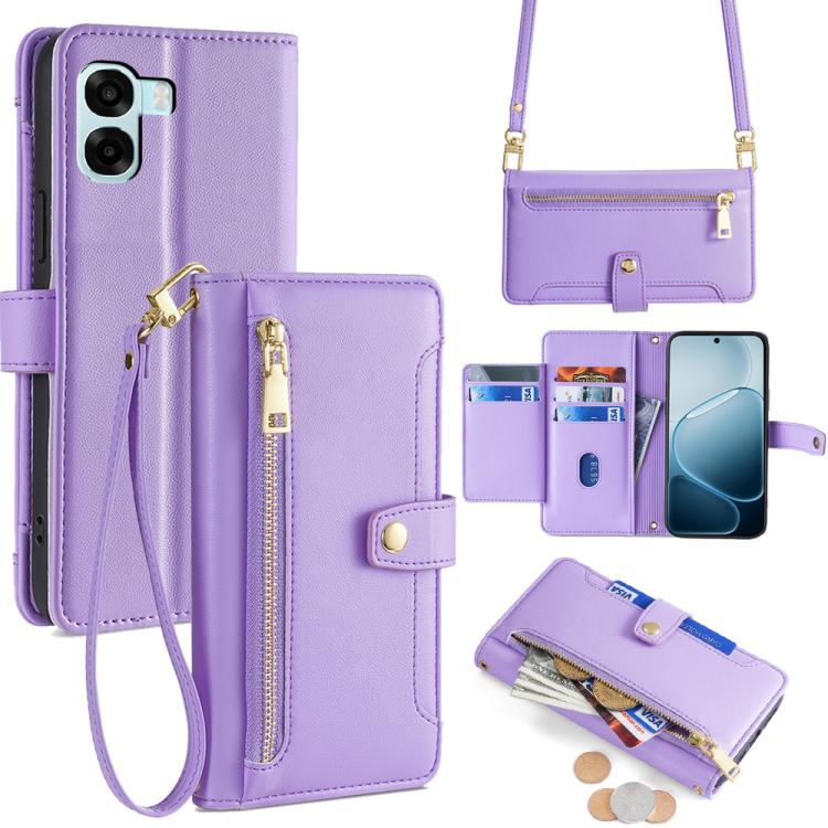 Sheep Texture Cross-body Zipper Wallet Leather Phone Case, For OPPO A6s 4G, For OPPO Reno15 F 5G, For OPPO A6x 4G Global, For OPPO Reno15 5G Global, For OPPO Find X9 5G, For OPPO F31 5G, For OPPO Find X9 Pro 5G, For OPPO K13 Turbo Pro 5G