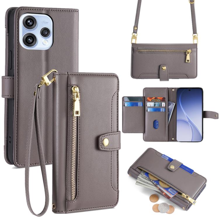 Sheep Texture Cross-body Zipper Wallet Leather Phone Case, For OPPO A6s 4G, For OPPO Reno15 F 5G, For OPPO A6x 4G Global, For OPPO Reno15 5G Global, For OPPO Find X9 5G, For OPPO F31 5G, For OPPO Find X9 Pro 5G, For OPPO K13 Turbo Pro 5G