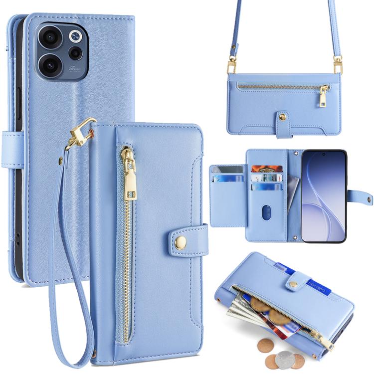 Sheep Texture Cross-body Zipper Wallet Leather Phone Case, For OPPO A6s 4G, For OPPO Reno15 F 5G, For OPPO A6x 4G Global, For OPPO Reno15 5G Global, For OPPO Find X9 5G, For OPPO F31 5G, For OPPO Find X9 Pro 5G, For OPPO K13 Turbo Pro 5G