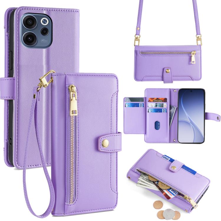 Sheep Texture Cross-body Zipper Wallet Leather Phone Case, For OPPO A6s 4G, For OPPO Reno15 F 5G, For OPPO A6x 4G Global, For OPPO Reno15 5G Global, For OPPO Find X9 5G, For OPPO F31 5G, For OPPO Find X9 Pro 5G, For OPPO K13 Turbo Pro 5G