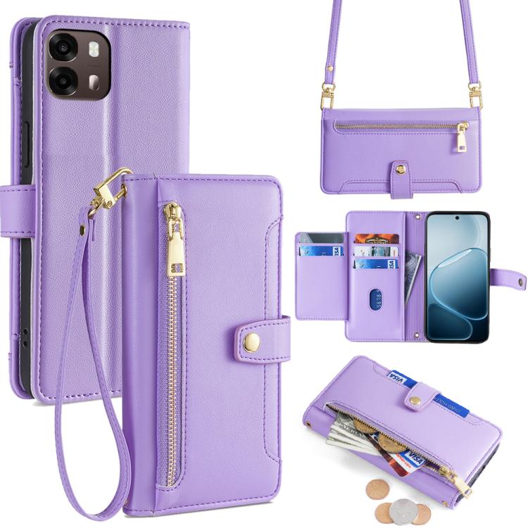 Sheep Texture Cross-body Zipper Wallet Leather Phone Case, For OPPO A6s 4G, For OPPO Reno15 F 5G, For OPPO A6x 4G Global, For OPPO Reno15 5G Global, For OPPO Find X9 5G, For OPPO F31 5G, For OPPO Find X9 Pro 5G, For OPPO K13 Turbo Pro 5G