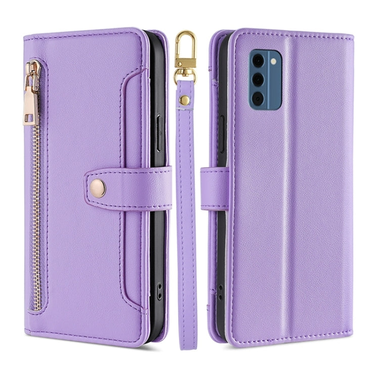 Lite Sheep Texture Cross-body Zipper Wallet Leather Phone Case, For Nokia G11 Plus, For Nokia G42 5G, For Nokia C02 TA-1522, For Nokia C300 4G US Edition, For Nokia C110 4G