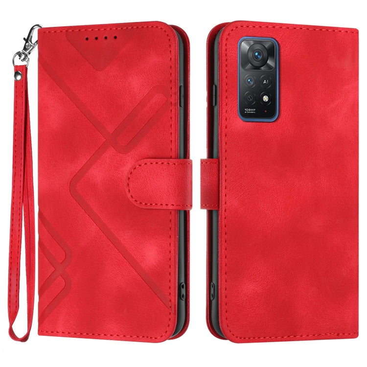 Line Pattern Skin Feel Leather Phone Case, For Xiaomi Poco M5, For Xiaomi Poco M5s 4G Global, For Xiaomi Redmi Note 11 Pro 4G/5G Global, For Xiaomi Redmi Note 11SE 4G India, For Xiaomi Redmi 10 Power, For Xiaomi Redmi 10A 4G                            ...