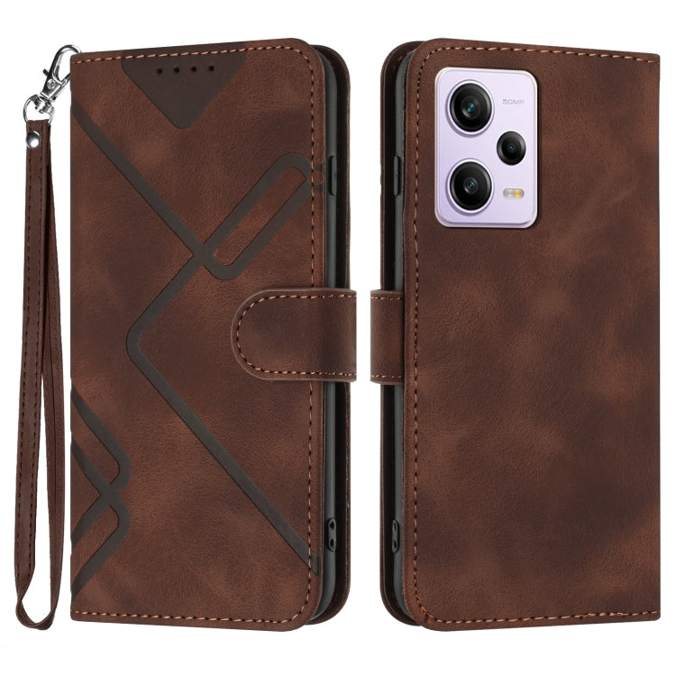 Line Pattern Skin Feel Leather Phone Case, For Xiaomi Redmi Note 12 4G Global, For Xiaomi Redmi Note 12 Pro+ 4G/5G Global, For Xiaomi Redmi Note 12 5G Global, For Xiaomi 13 Pro, For Xiaomi 13, For Xiaomi Redmi A1+, For Xiaomi Civi 2                    ...