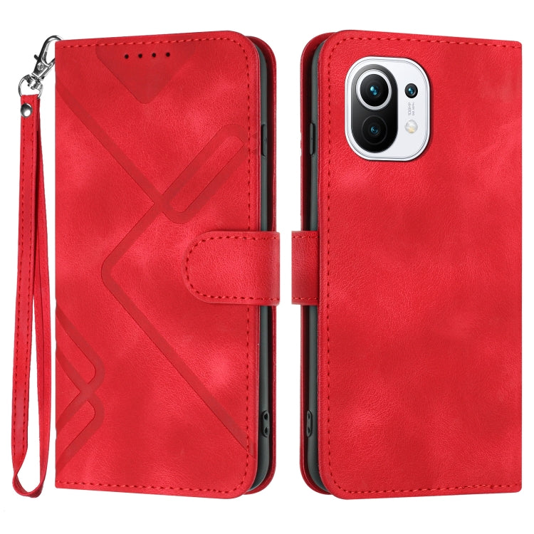 Line Pattern Skin Feel Leather Phone Case, For Xiaomi Redmi Note 10S 4G Global, For Xiaomi Redmi Note 10 Pro Max, For Xiaomi Redmi Note 10 Pro 4G Global, For Xiaomi Redmi Note 10 4G Global, For Xiaomi Poco M3/Redmi 9T, For Xiaomi Mi 11                 ...