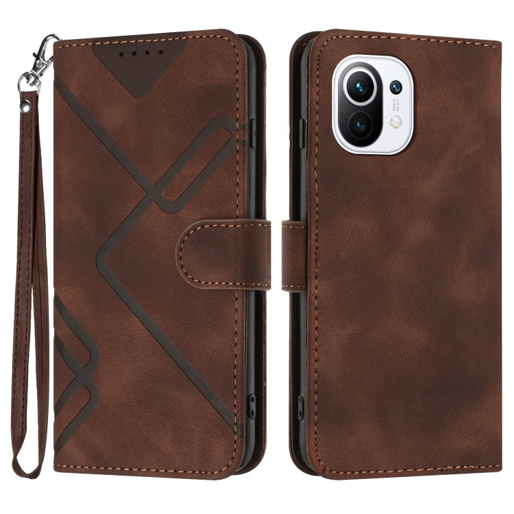 Line Pattern Skin Feel Leather Phone Case, For Xiaomi Redmi Note 10S 4G Global, For Xiaomi Redmi Note 10 Pro Max, For Xiaomi Redmi Note 10 Pro 4G Global, For Xiaomi Redmi Note 10 4G Global, For Xiaomi Poco M3/Redmi 9T, For Xiaomi Mi 11                 ...