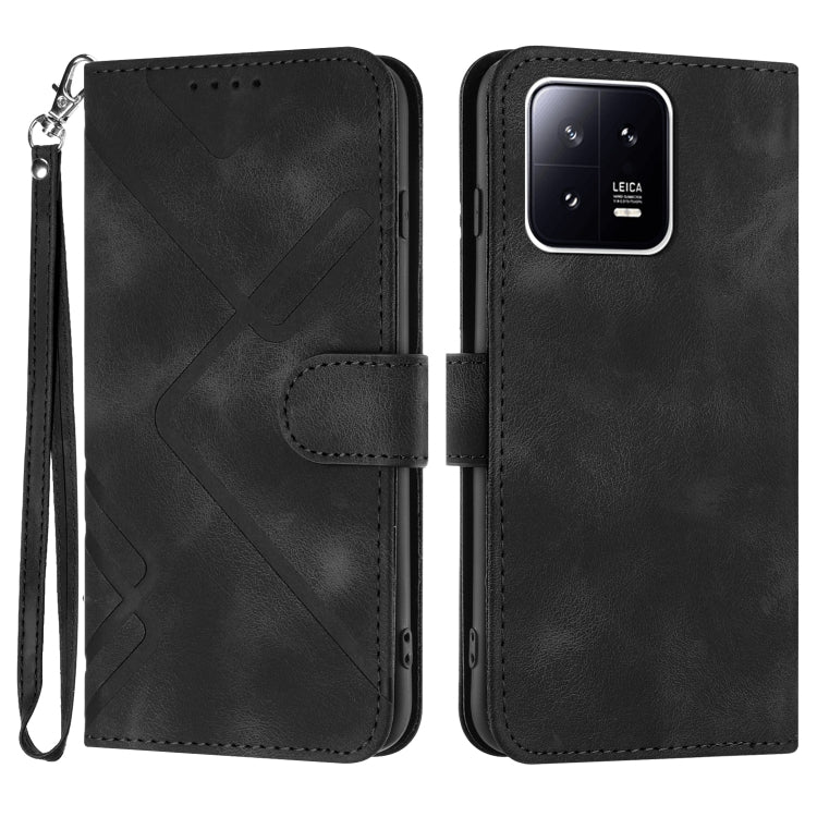 Line Pattern Skin Feel Leather Phone Case, For Xiaomi Redmi Note 12 4G Global, For Xiaomi Redmi Note 12 Pro+ 4G/5G Global, For Xiaomi Redmi Note 12 5G Global, For Xiaomi 13 Pro, For Xiaomi 13, For Xiaomi Redmi A1+, For Xiaomi Civi 2                    ...