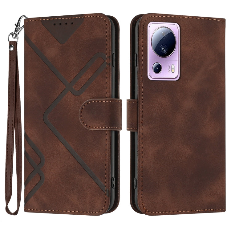Line Pattern Skin Feel Leather Phone Case, For Xiaomi Redmi Note 12 4G Global, For Xiaomi Redmi Note 12 Pro+ 4G/5G Global, For Xiaomi Redmi Note 12 5G Global, For Xiaomi 13 Pro, For Xiaomi 13, For Xiaomi Redmi A1+, For Xiaomi Civi 2                    ...