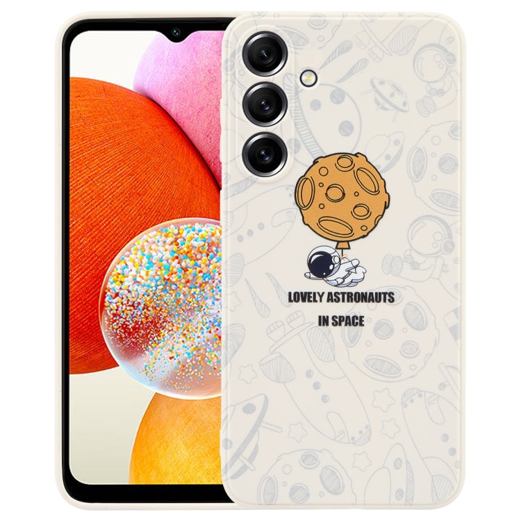 Astronaut Pattern Silicone Straight Edge Phone Case, For Samsung Galaxy S21 Ultra 5G, For Samsung Galaxy A24, For Samsung Galaxy A14, For Samsung Galaxy S20, For Samsung Galaxy A34 5G, For Samsung Galaxy S20+
