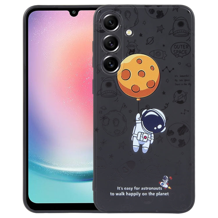 Astronaut Pattern Silicone Straight Edge Phone Case, For Samsung Galaxy S21 Ultra 5G, For Samsung Galaxy A24, For Samsung Galaxy A14, For Samsung Galaxy S20, For Samsung Galaxy A34 5G, For Samsung Galaxy S20+