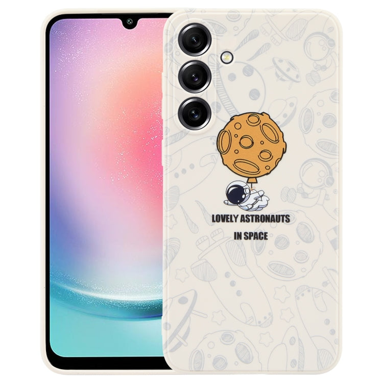 Astronaut Pattern Silicone Straight Edge Phone Case, For Samsung Galaxy S21 Ultra 5G, For Samsung Galaxy A24, For Samsung Galaxy A14, For Samsung Galaxy S20, For Samsung Galaxy A34 5G, For Samsung Galaxy S20+