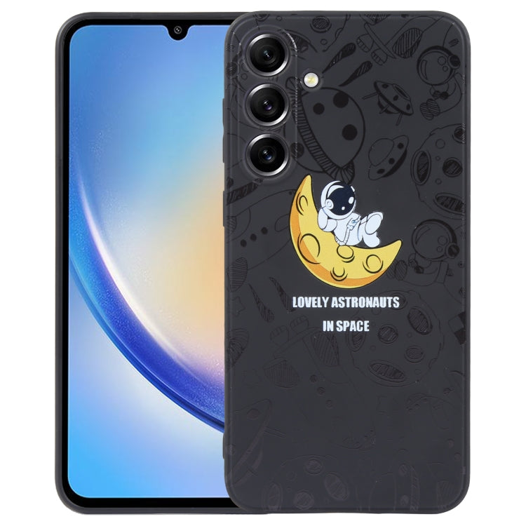 Astronaut Pattern Silicone Straight Edge Phone Case, For Samsung Galaxy S21 Ultra 5G, For Samsung Galaxy A24, For Samsung Galaxy A14, For Samsung Galaxy S20, For Samsung Galaxy A34 5G, For Samsung Galaxy S20+