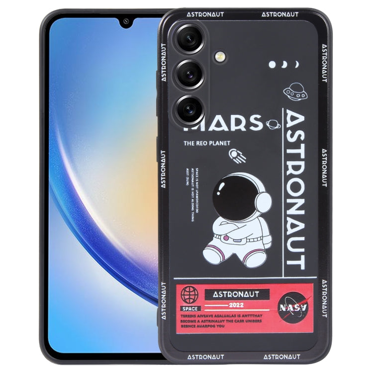 Astronaut Pattern Silicone Straight Edge Phone Case, For Samsung Galaxy S21 Ultra 5G, For Samsung Galaxy A24, For Samsung Galaxy A14, For Samsung Galaxy S20, For Samsung Galaxy A34 5G, For Samsung Galaxy S20+