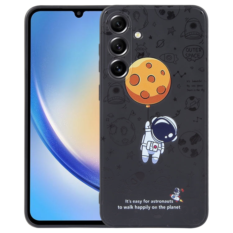 Astronaut Pattern Silicone Straight Edge Phone Case, For Samsung Galaxy S21 Ultra 5G, For Samsung Galaxy A24, For Samsung Galaxy A14, For Samsung Galaxy S20, For Samsung Galaxy A34 5G, For Samsung Galaxy S20+