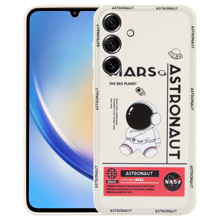 Astronaut Pattern Silicone Straight Edge Phone Case, For Samsung Galaxy S21 Ultra 5G, For Samsung Galaxy A24, For Samsung Galaxy A14, For Samsung Galaxy S20, For Samsung Galaxy A34 5G, For Samsung Galaxy S20+