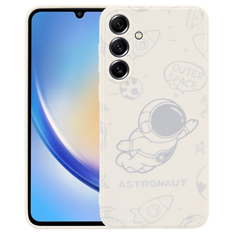 Astronaut Pattern Silicone Straight Edge Phone Case, For Samsung Galaxy S21 Ultra 5G, For Samsung Galaxy A24, For Samsung Galaxy A14, For Samsung Galaxy S20, For Samsung Galaxy A34 5G, For Samsung Galaxy S20+
