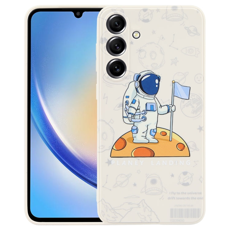 Astronaut Pattern Silicone Straight Edge Phone Case, For Samsung Galaxy S21 Ultra 5G, For Samsung Galaxy A24, For Samsung Galaxy A14, For Samsung Galaxy S20, For Samsung Galaxy A34 5G, For Samsung Galaxy S20+