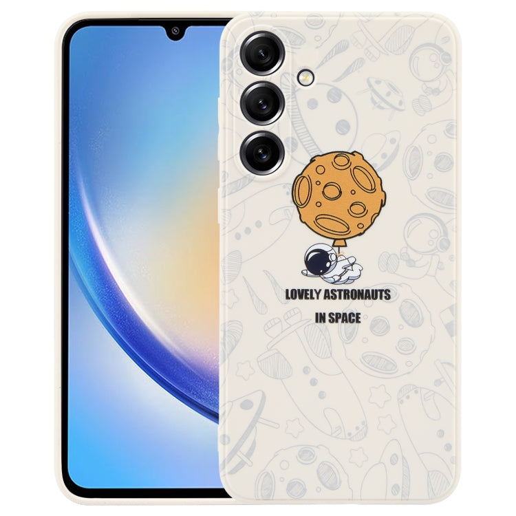 Astronaut Pattern Silicone Straight Edge Phone Case, For Samsung Galaxy S21 Ultra 5G, For Samsung Galaxy A24, For Samsung Galaxy A14, For Samsung Galaxy S20, For Samsung Galaxy A34 5G, For Samsung Galaxy S20+