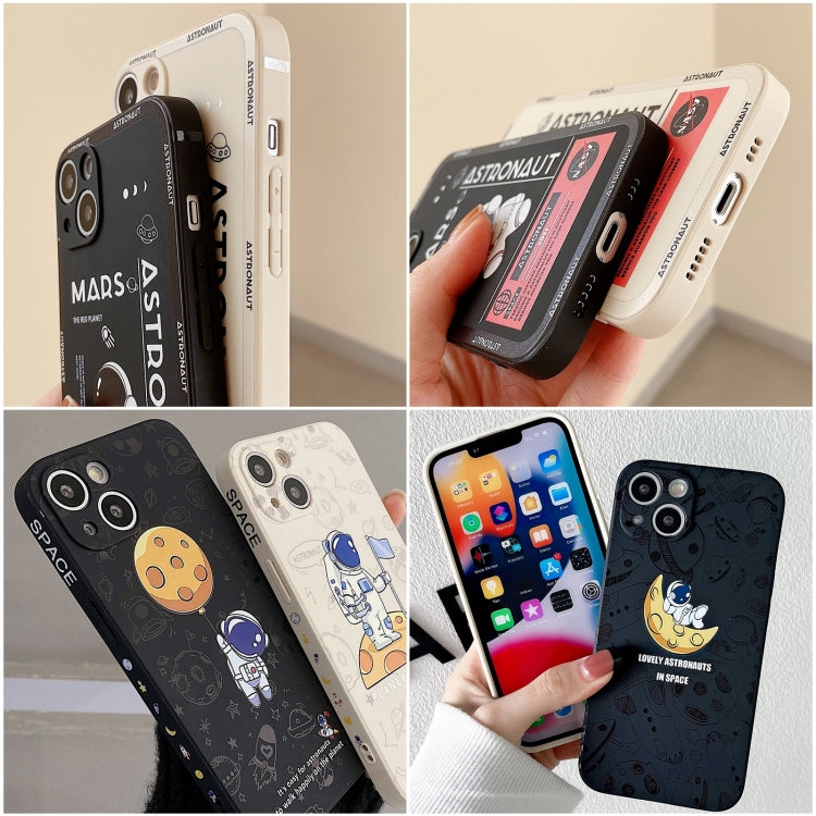 Astronaut Pattern Silicone Straight Edge Phone Case, For Samsung Galaxy A54 5G, For Samsung Galaxy S20 Ultra 5G, For Samsung Galaxy S20 FE, For Samsung Galaxy S10, For Samsung Galaxy S10+, For Samsung Galaxy A91