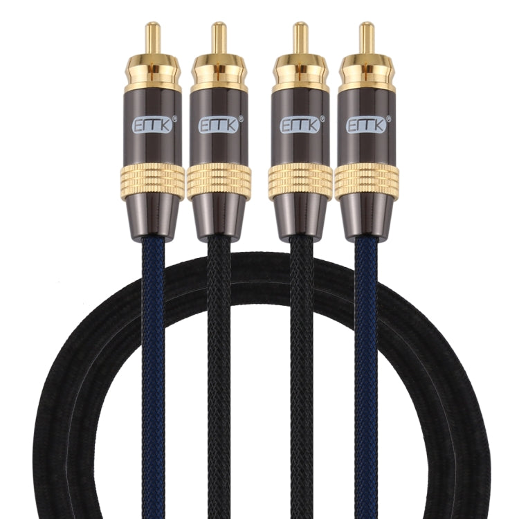 EMK 2 x RCA Male to 2 x RCA Male Gold Plated Connector Nylon Braid Coaxial Audio Cable for TV / Amplifier / Home Theater / DVD, 1m, 1.5m, 2m, 3m, 5m