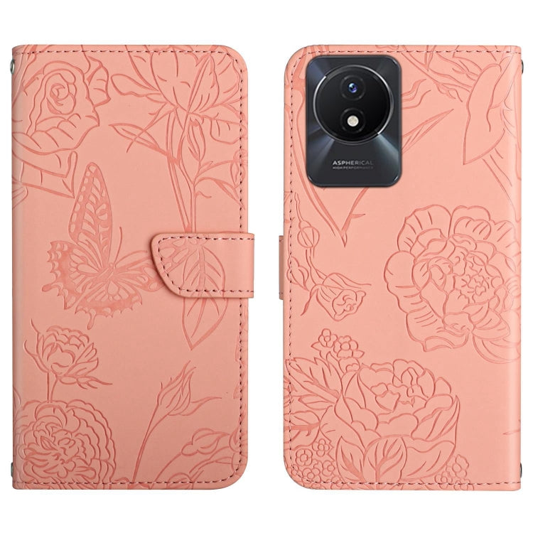 HT03 Skin Feel Butterfly Embossed Flip Leather Phone Case, For vivo Y02A 4G / Y02 4G / Y11 2023, For vivo Y56 5G Global, For vivo V27E 4G Global, For vivo Y02S Global / Y16 4G Global, For vivo Y77 5G Global / Y22S 4G Global, For vivo Y77E 5G           ...
