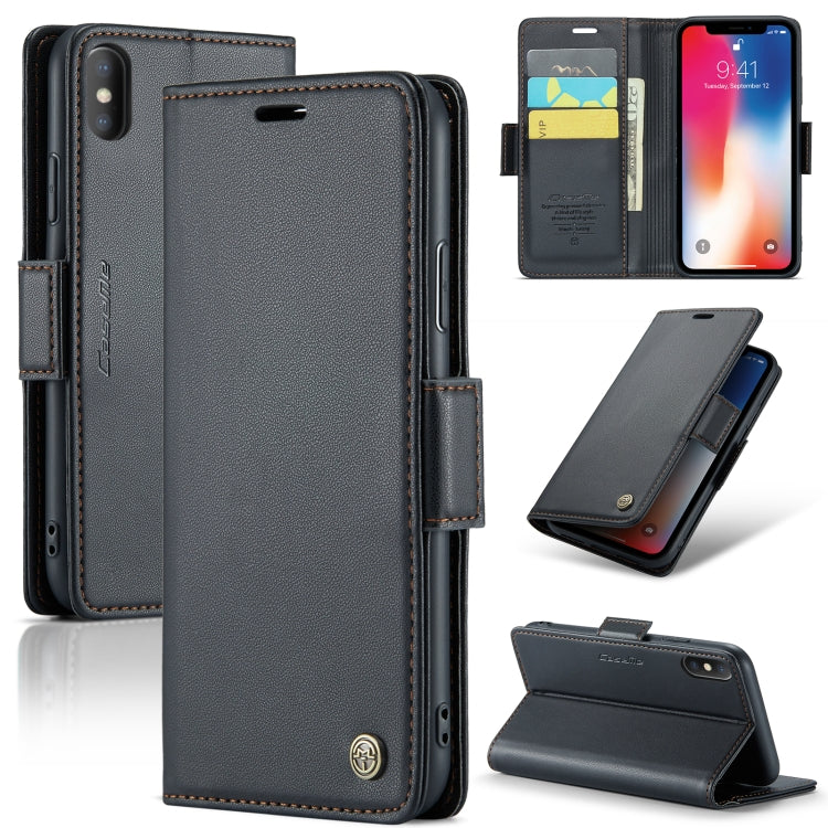 CaseMe 023 Butterfly Buckle Litchi Texture RFID Anti-theft Leather Phone Case, For iPhone 11 Pro, For iPhone 11 Pro Max, For iPhone XS Max, For iPhone XS, For iPhone XR, For iPhone SE 2022/SE 2020/6/7/8, For iPhone 6 Plus/7 Plus/8 Plus