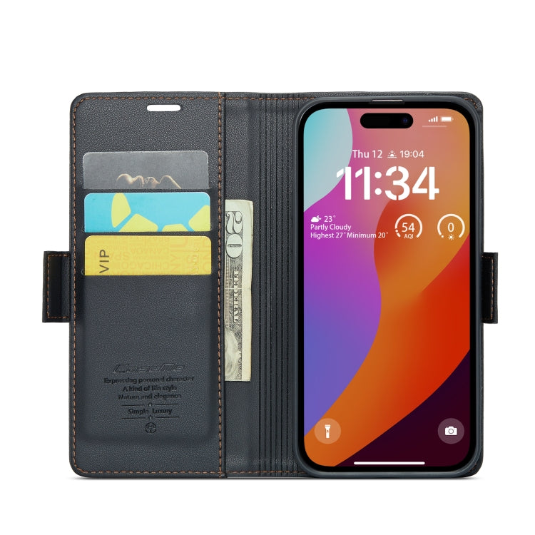 CaseMe 023 Butterfly Buckle Litchi Texture RFID Anti-theft Leather Phone Case, For iPhone 15 Pro Max, For iPhone 14, For iPhone 15 Pro, For iPhone 14 Plus, For iPhone 15 Plus, For iPhone 14 Pro, For iPhone 15, For iPhone 14 Pro Max