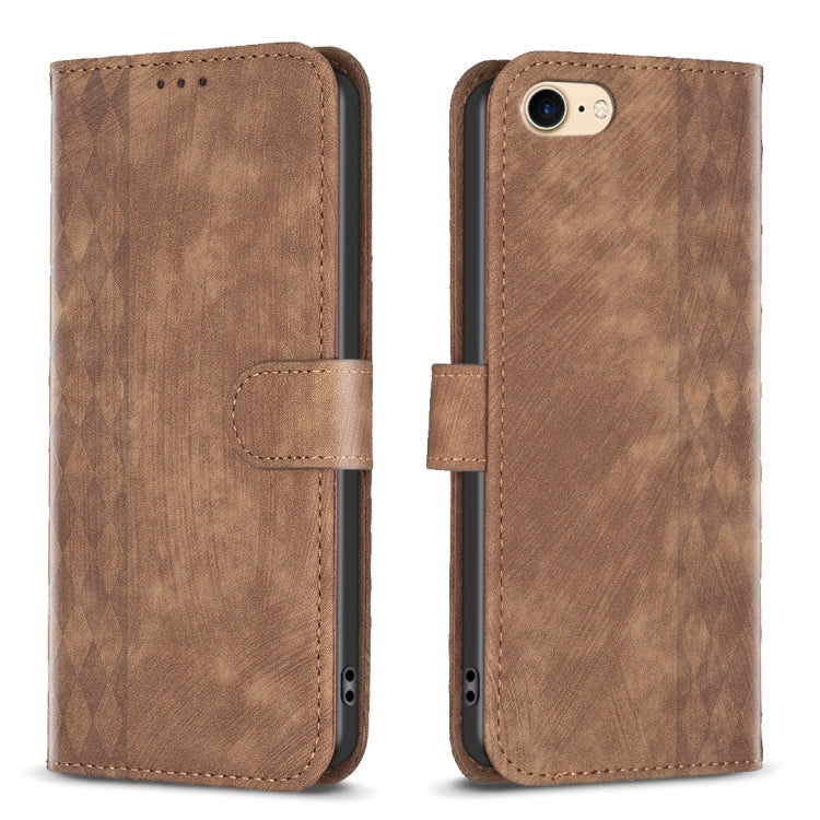 Plaid Embossed Leather Phone Case, For iPhone 15, For iPhone SE 2022 / 7 / 8, For iPhone 7 Plus / 8 Plus